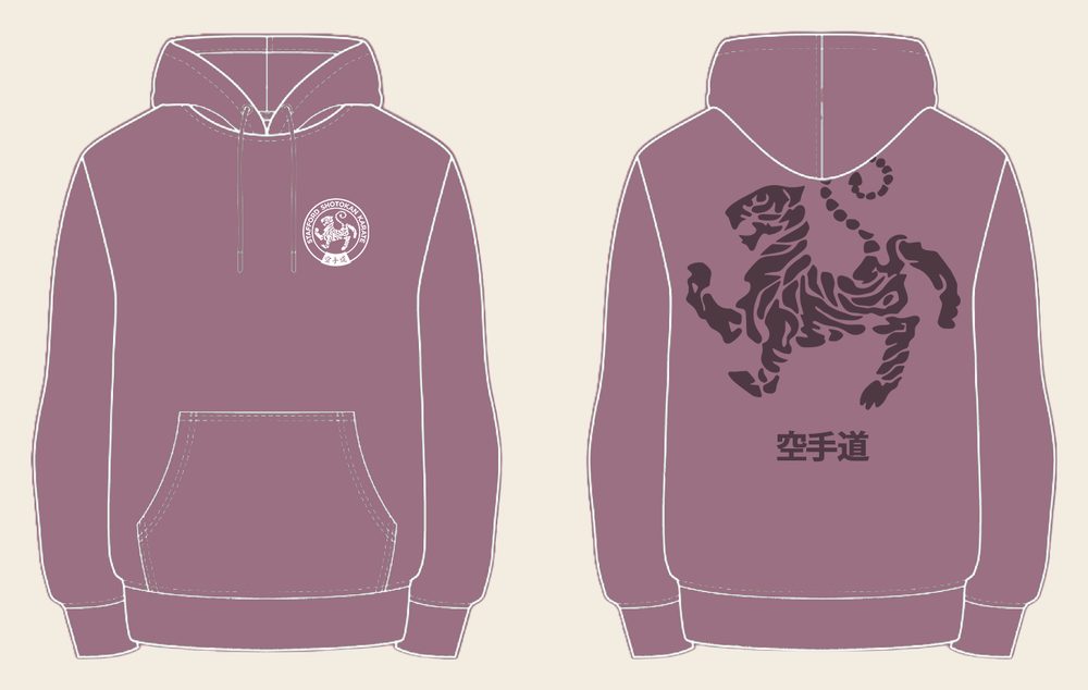Hoodie design 5, Tora No Maki, in Dusty Purple, front and back