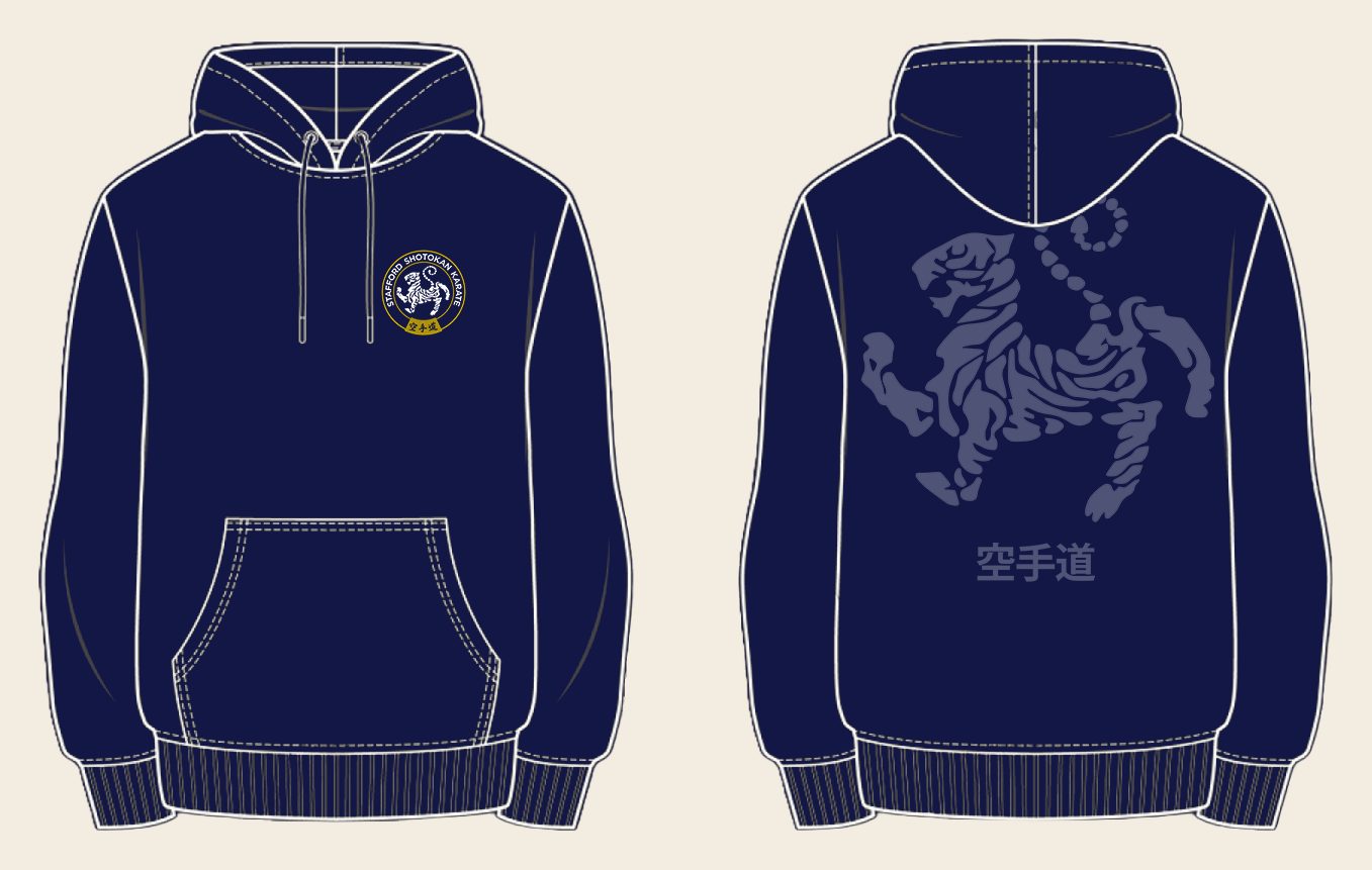 Hoodie design 5, Tora No Maki, in New French Navy, front and back