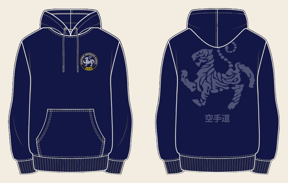 Hoodie design 5, Tora No Maki, in New French Navy, front and back