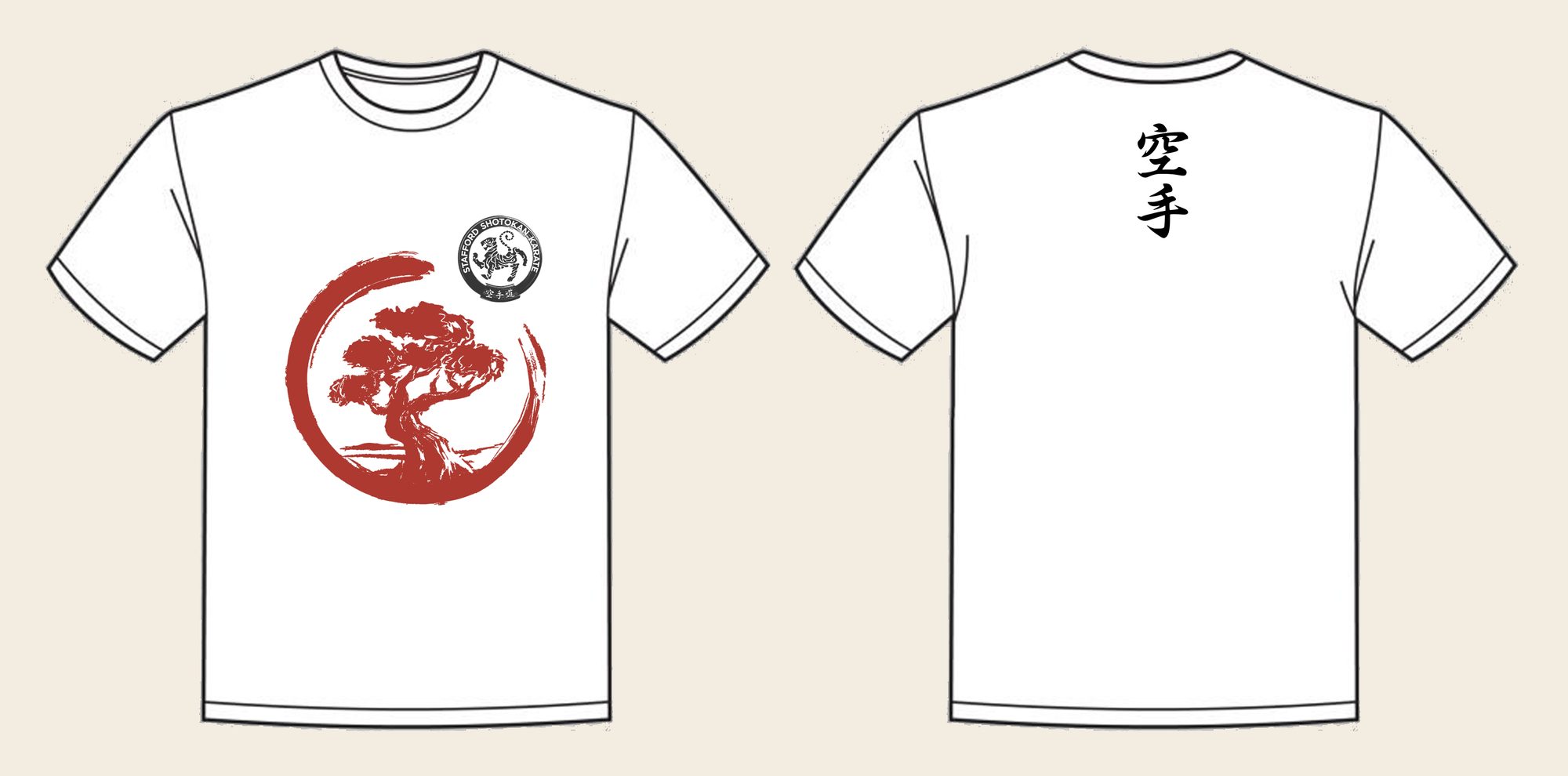 T-Shirt design 10, Brushed Bonsai, in Arctic White, front and back
