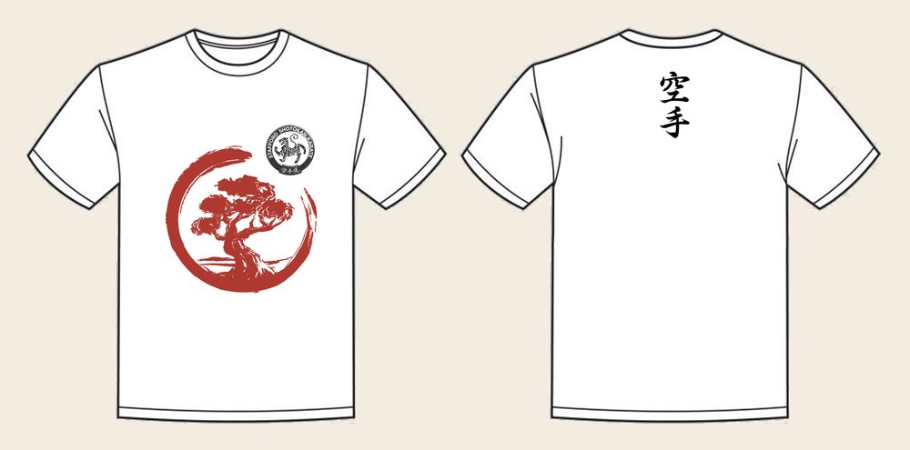 T-Shirt design 10, Brushed Bonsai, in Arctic White, front and back