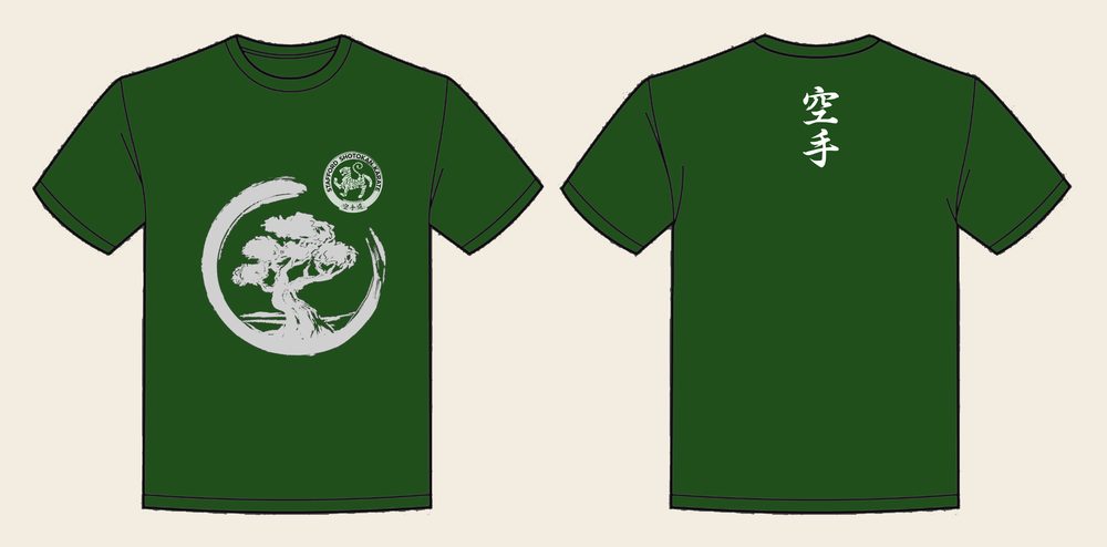 T-Shirt design 10, Brushed Bonsai, in Bottle Green, front and back