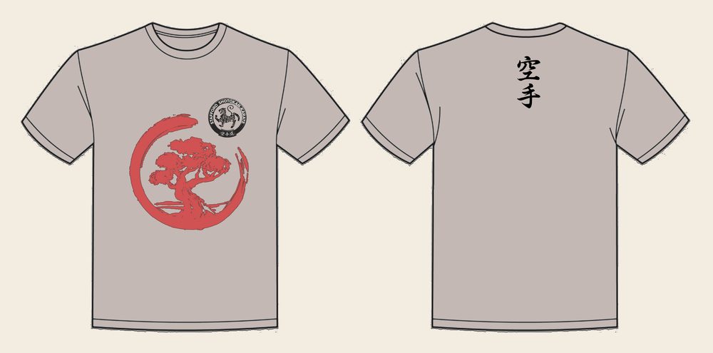 T-Shirt design 10, Brushed Bonsai, in Natural Stone, front and back