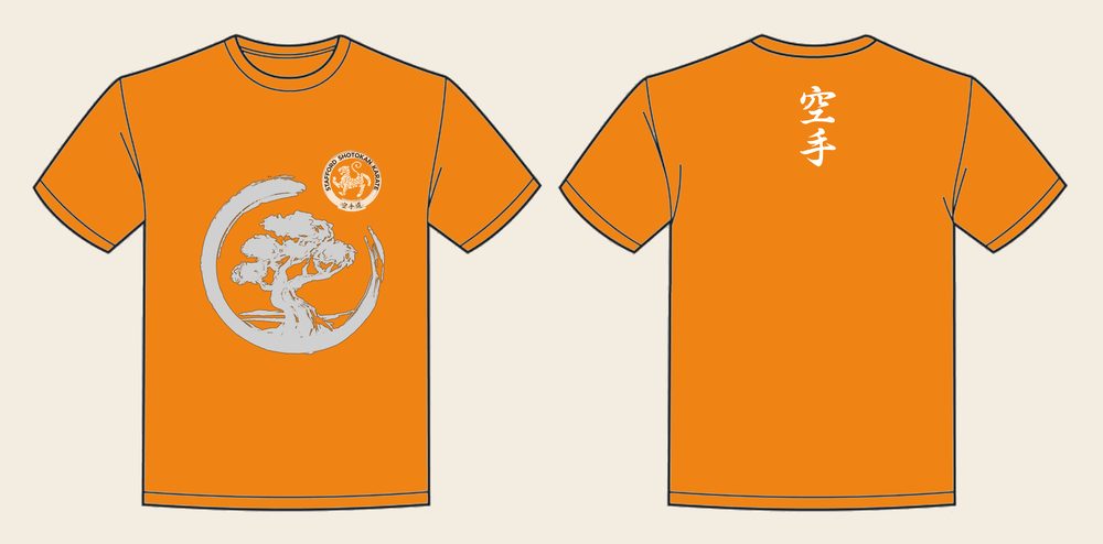 T-Shirt design 10, Brushed Bonsai, in Orange Crush, front and back