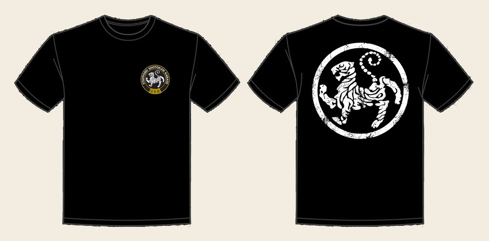 T-Shirt design 13, Weathered Tiger, in Deep Black, front and back