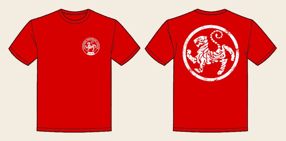 T-Shirt design 13, Weathered Tiger, in Fire Red, front and back