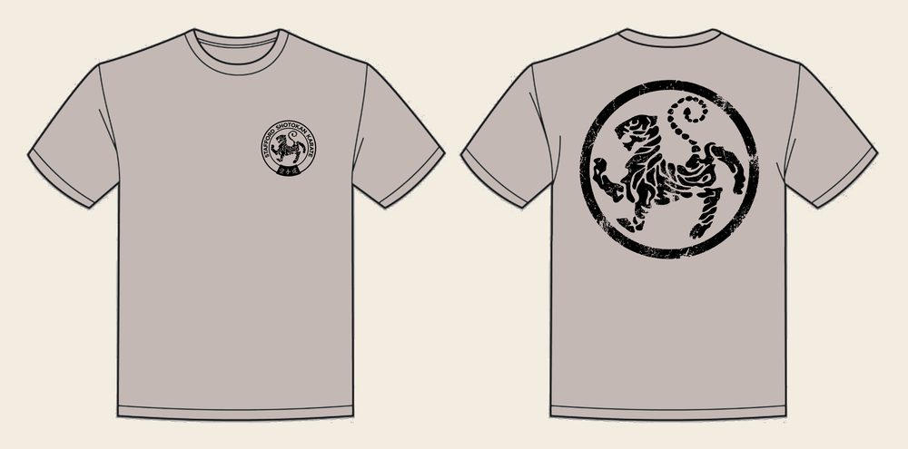 T-Shirt design 13, Weathered Tiger, in Natural Stone, front and back
