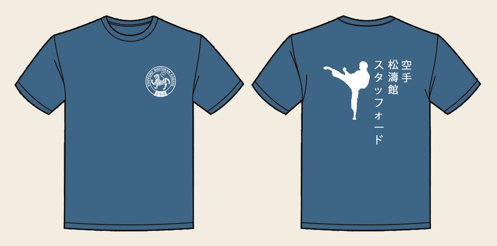 T-Shirt design 2, Ninja Kick, in Airforce Blue, front and back