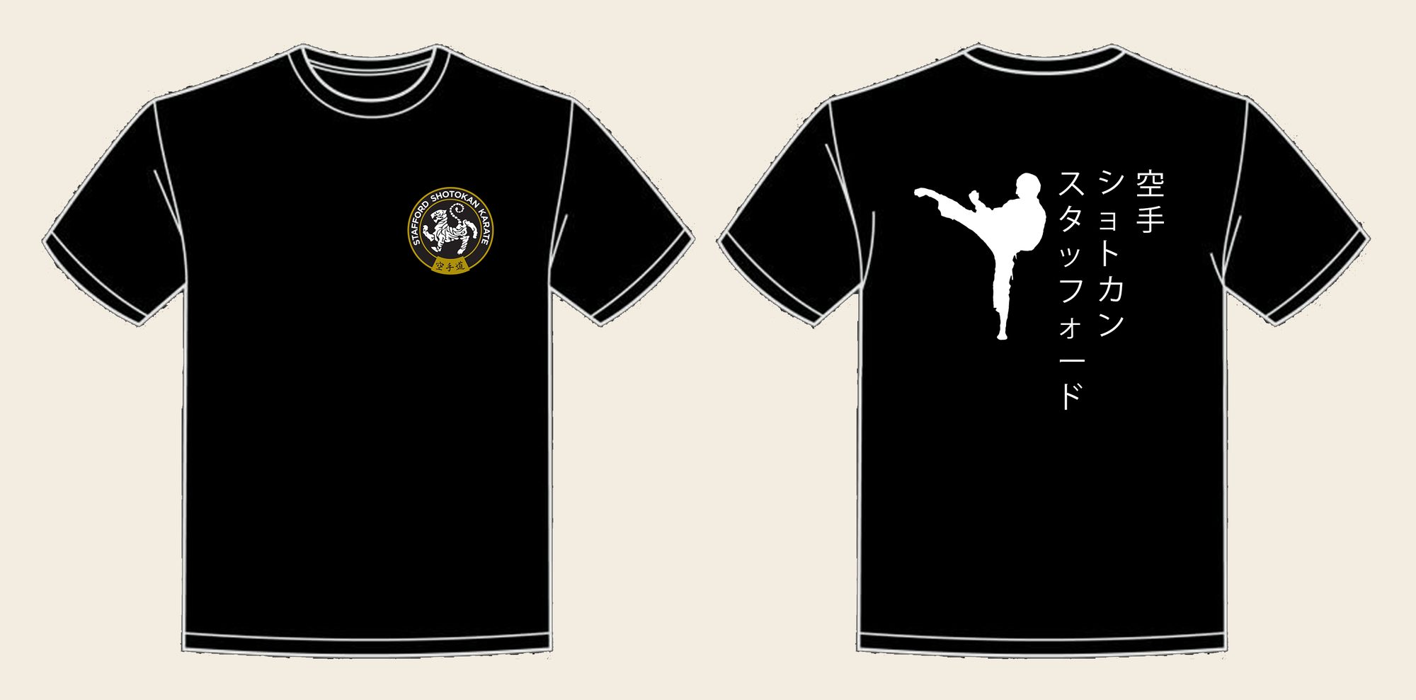 T-Shirt design 2, Ninja Kick, in Deep Black, front and back