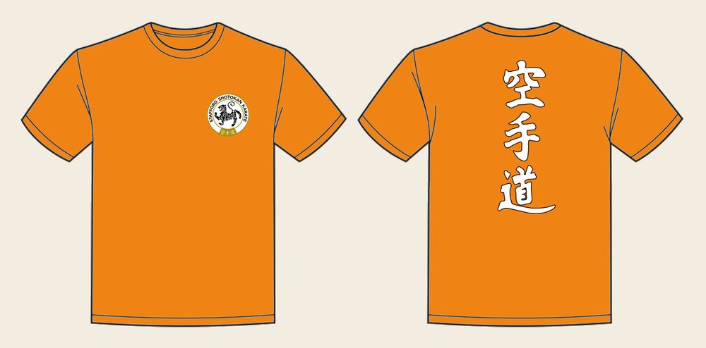 T-Shirt design 3, Vertical Karate, in Orange Crush, front and back