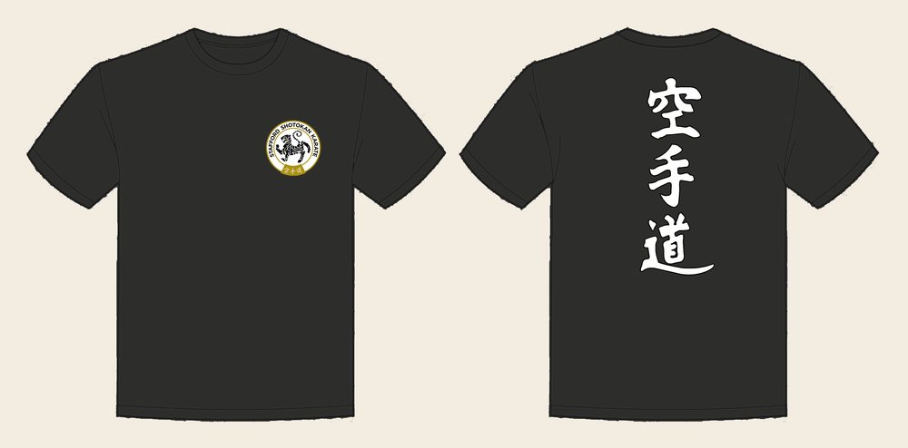 T-Shirt design 3, Vertical Karate, in Solid Charcoal, front and back