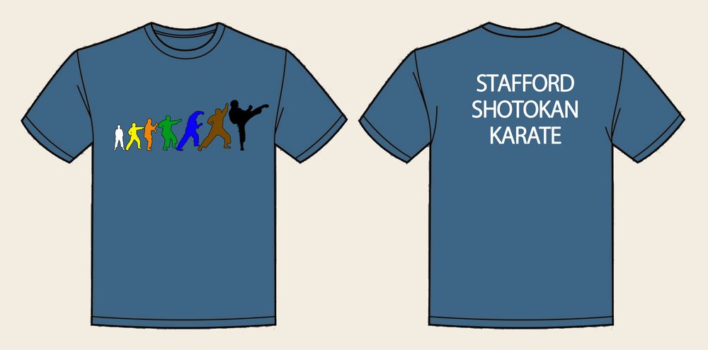 T-Shirt design 5, Karate Movement, in Airforce Blue, front and back