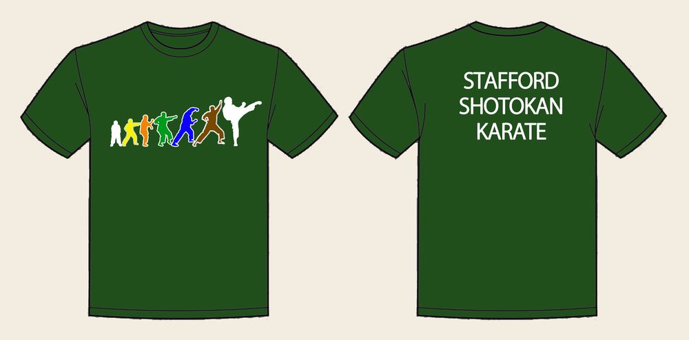 T-Shirt design 5, Karate Movement, in Bottle Green, front and back