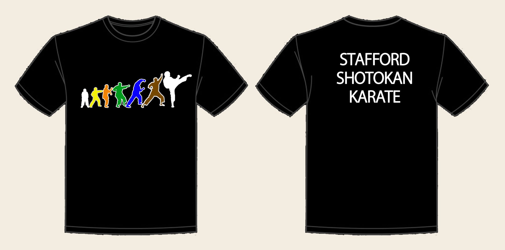 T-Shirt design 5, Karate Movement, in Deep Black, front and back
