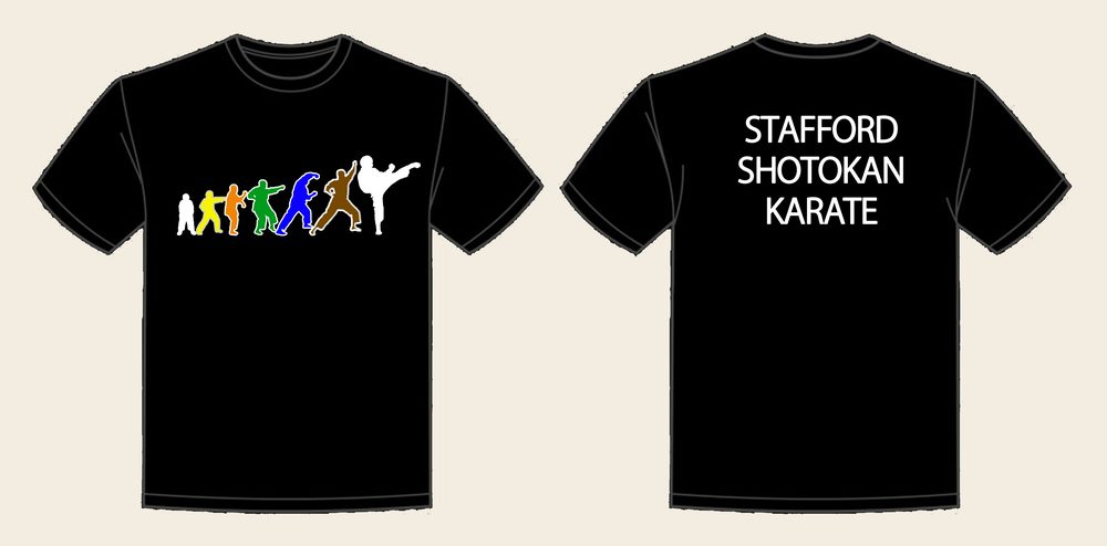 T-Shirt design 5, Karate Movement, in Deep Black, front and back