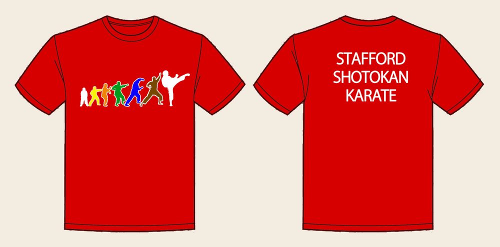 T-Shirt design 5, Karate Movement, in Fire Red, front and back