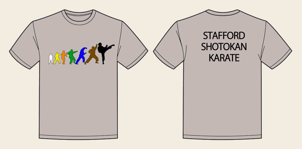 T-Shirt design 5, Karate Movement, in Natural Stone, front and back