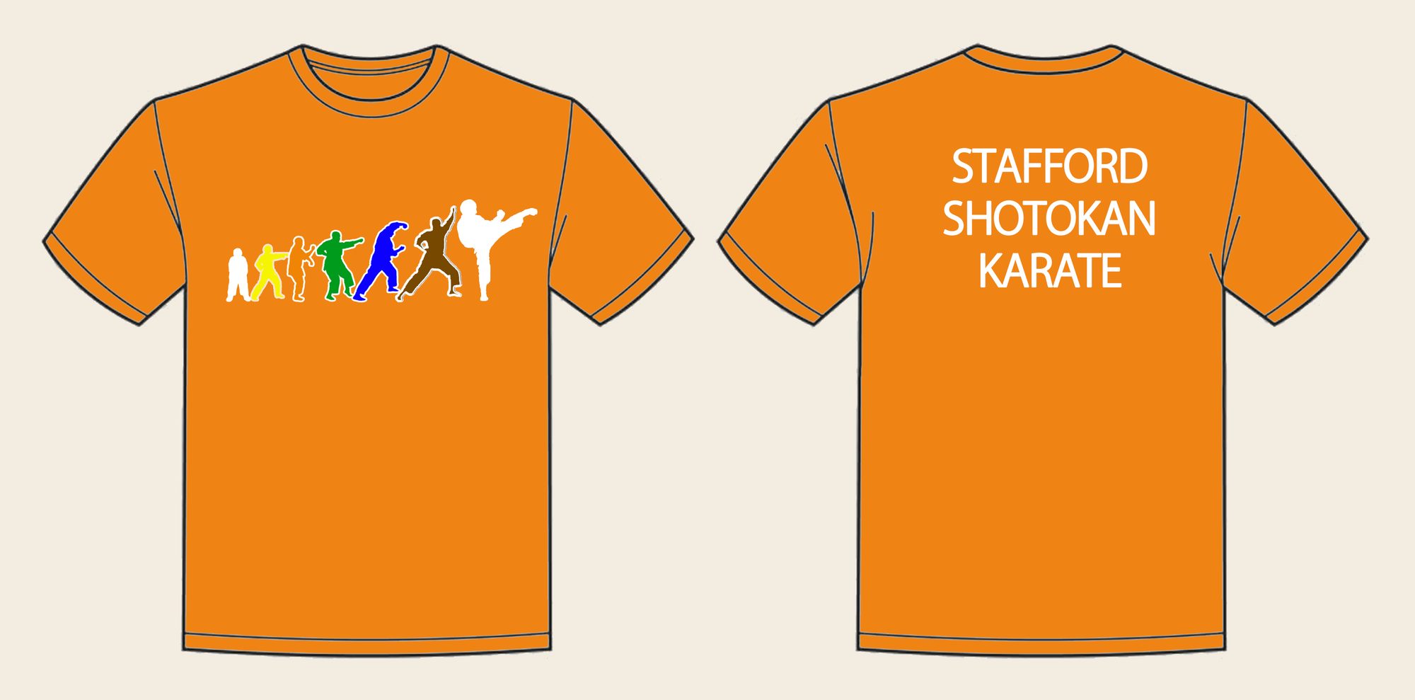 T-Shirt design 5, Karate Movement, in Orange Crush, front and back
