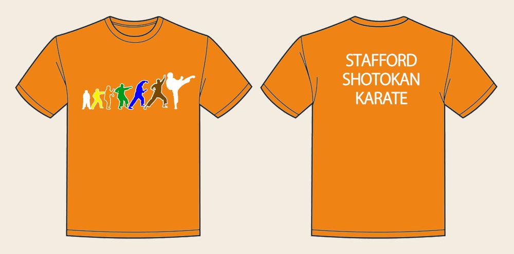 T-Shirt design 5, Karate Movement, in Orange Crush, front and back