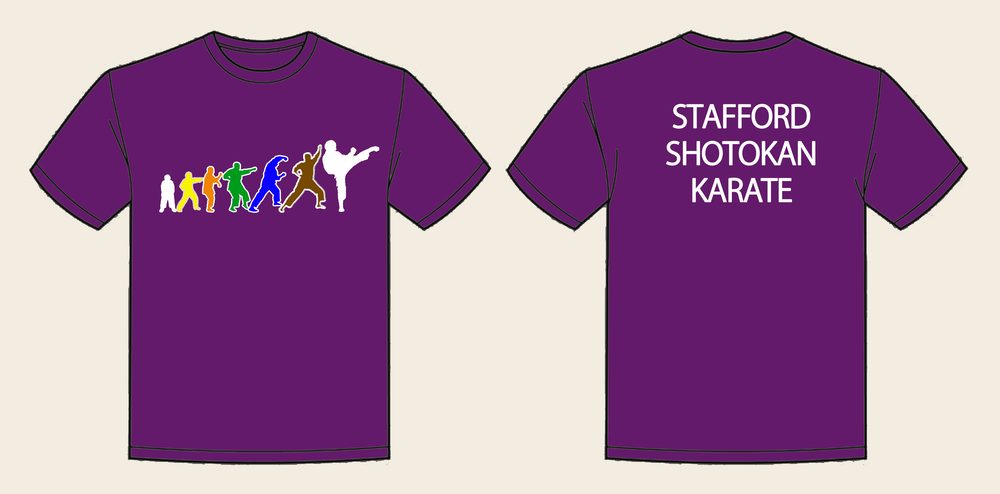T-Shirt design 5, Karate Movement, in Purple, front and back