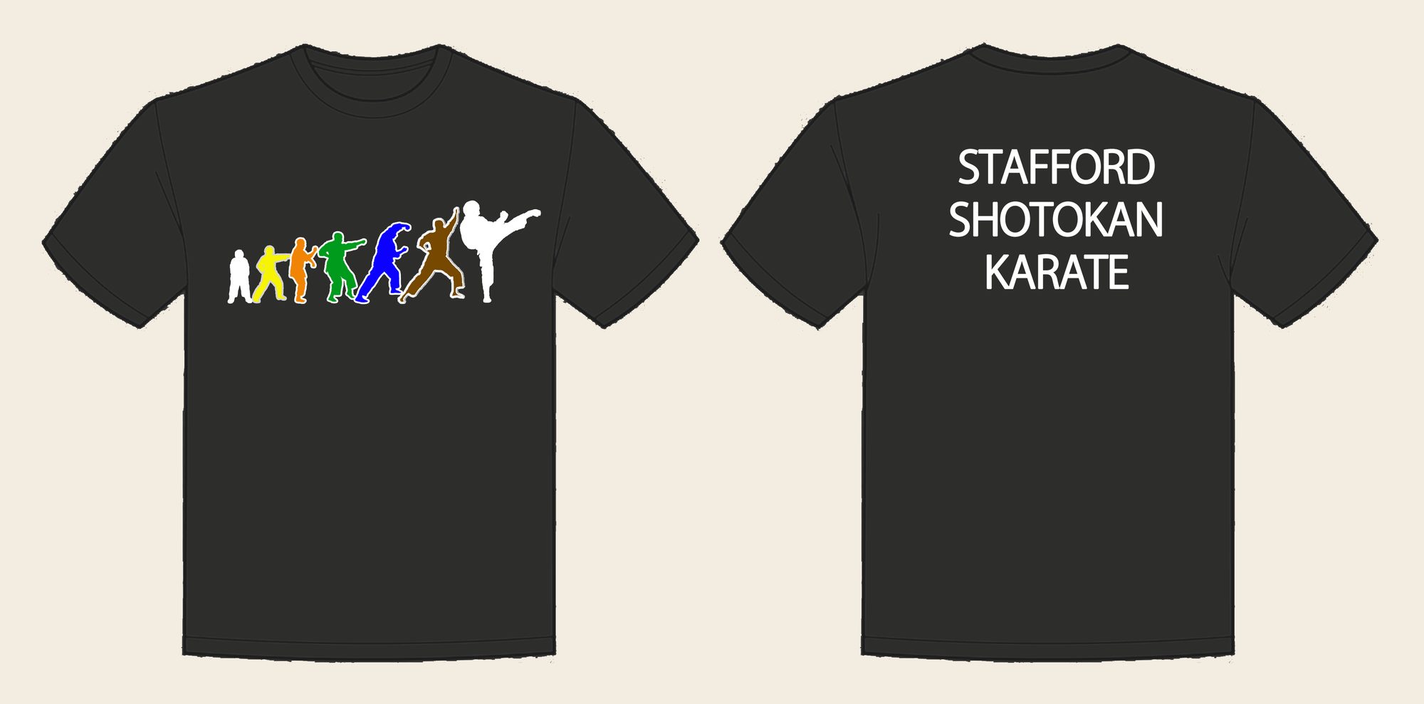 T-Shirt design 5, Karate Movement, in Solid Charcoal, front and back