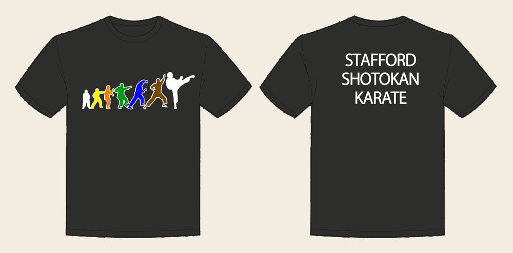 T-Shirt design 5, Karate Movement, in Solid Charcoal, front and back