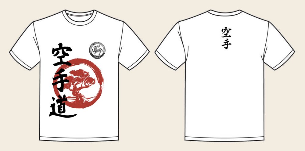 T-Shirt design 9, Bonsai Karate, in Arctic White, front and back