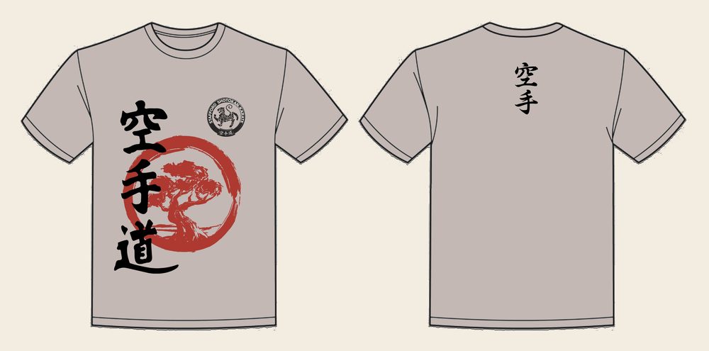 T-Shirt design 9, Bonsai Karate, in Natural Stone, front and back
