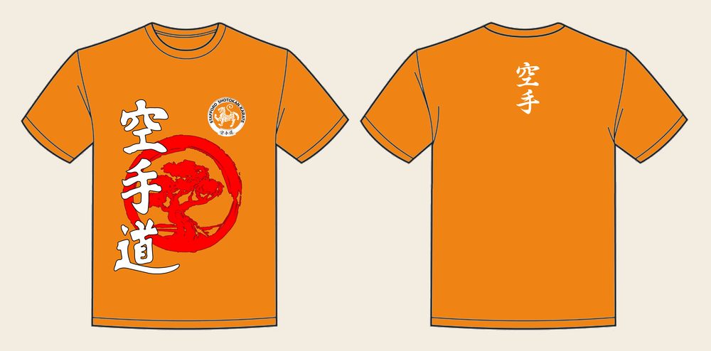 T-Shirt design 9, Bonsai Karate, in Orange Crush, front and back