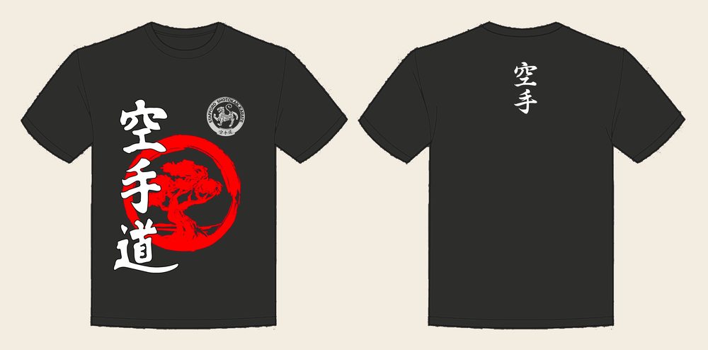 T-Shirt design 9, Bonsai Karate, in Solid Charcoal, front and back