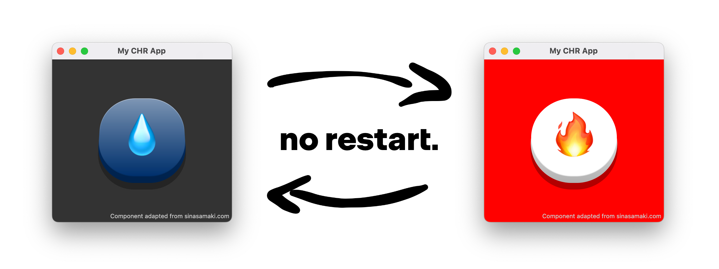 Text changing depending on mode. Light: 'So light!' Dark: 'So dark!'
