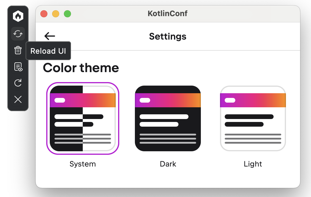 Reload UI in the IDE