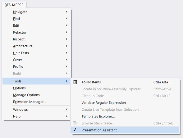 Enable Presentation Assistant via the Tools menu