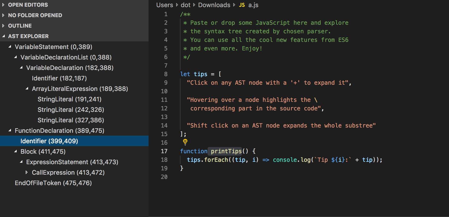 vscode default javascript formatter