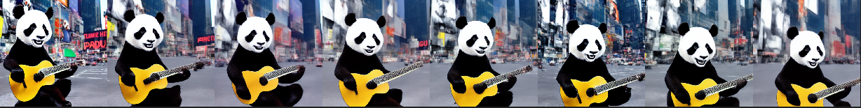 a high quality realistic photo of a panda playing guitar on times square