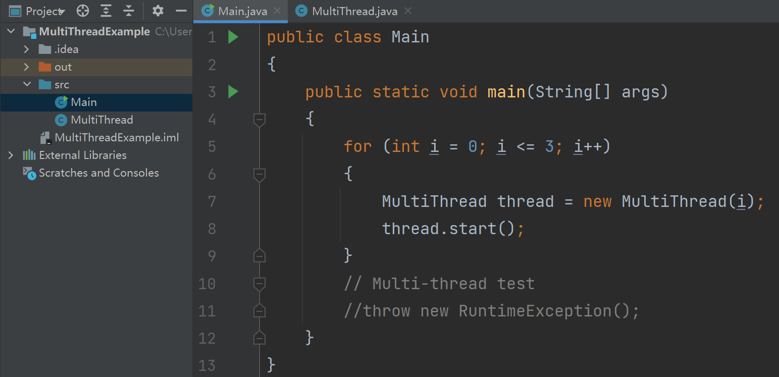 Java Multi-Thread main java code