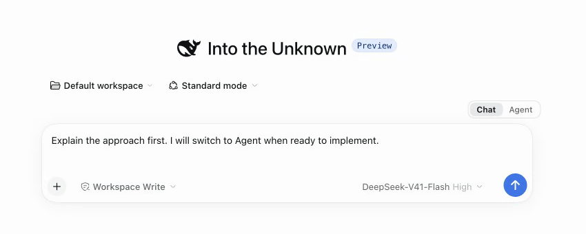 Switch from Chat to Agent and back in DSH Web while keeping the same draft