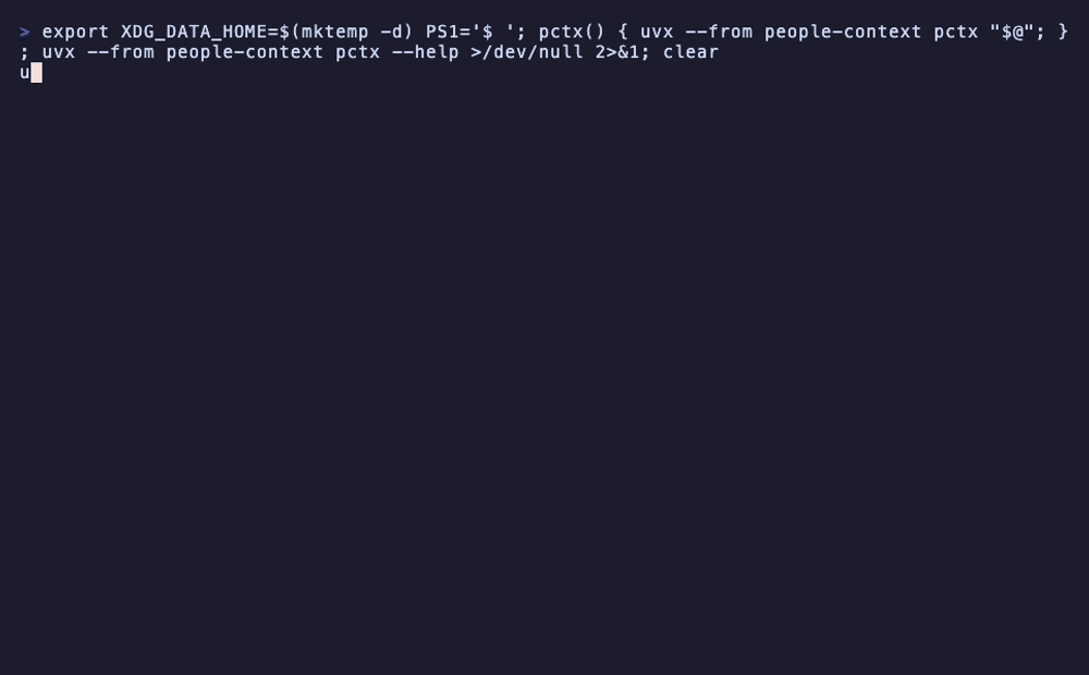 pctx demo: seed a fictional dataset, list people, and print a brief
