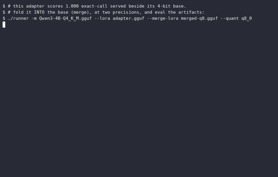 Merging the adapter into the 4-bit base erases it; 8-bit keeps it