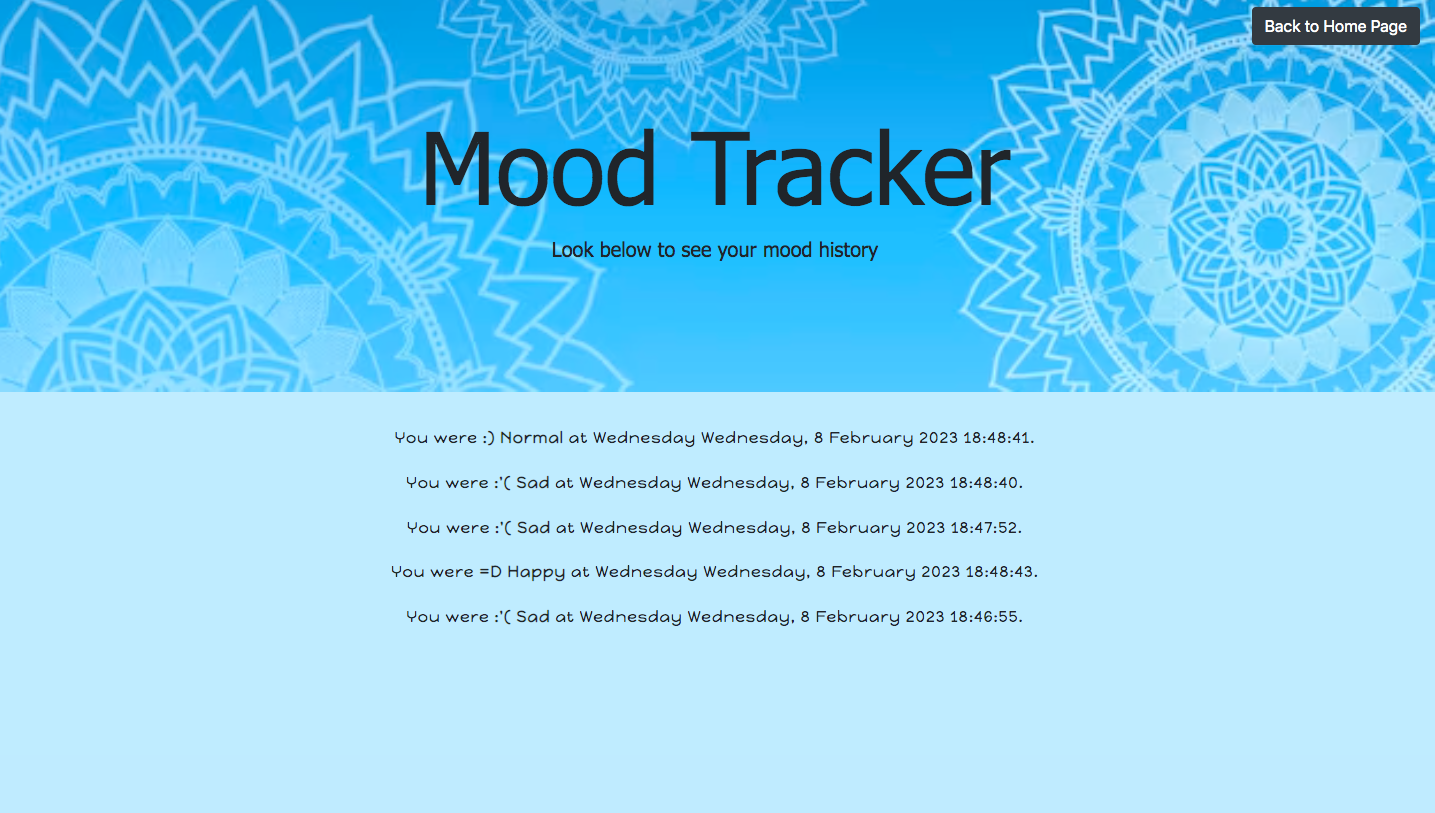 Mood Tracker Page