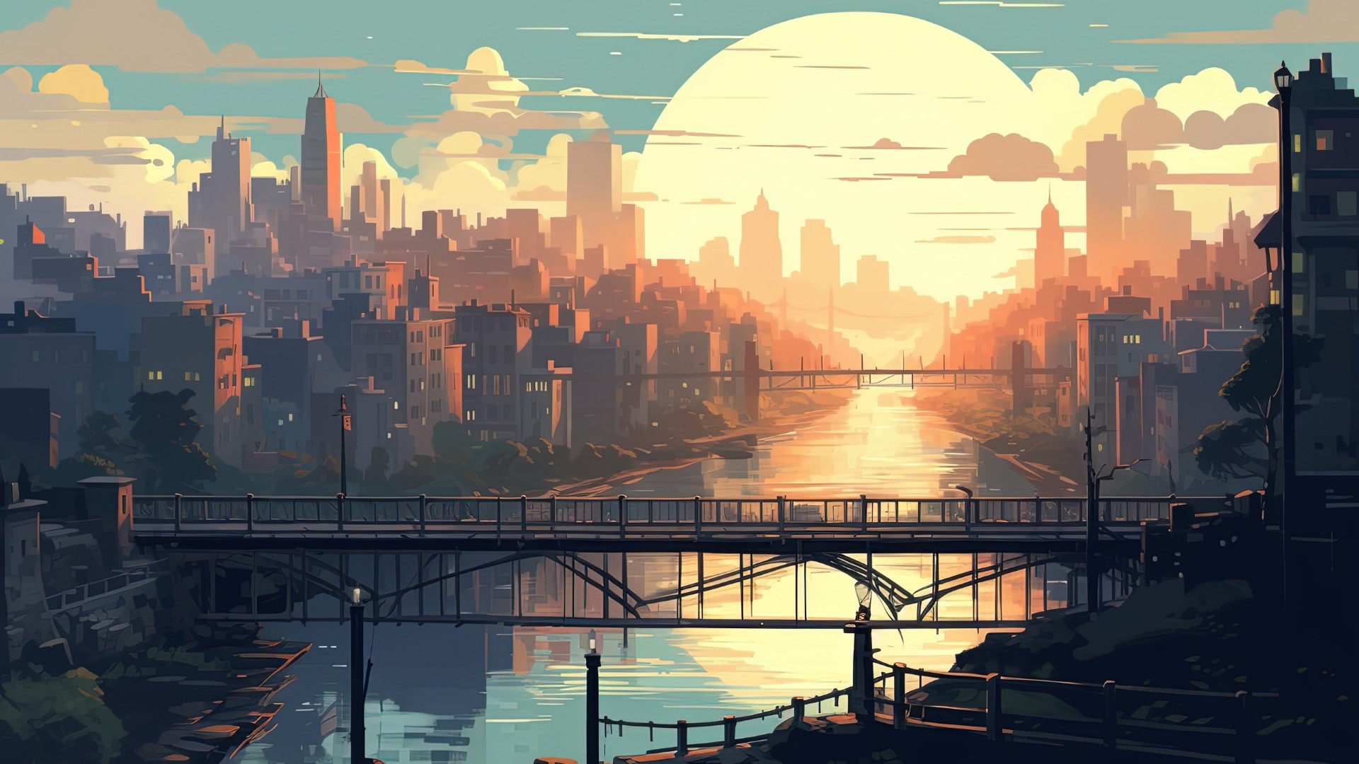 Scenic city bridge