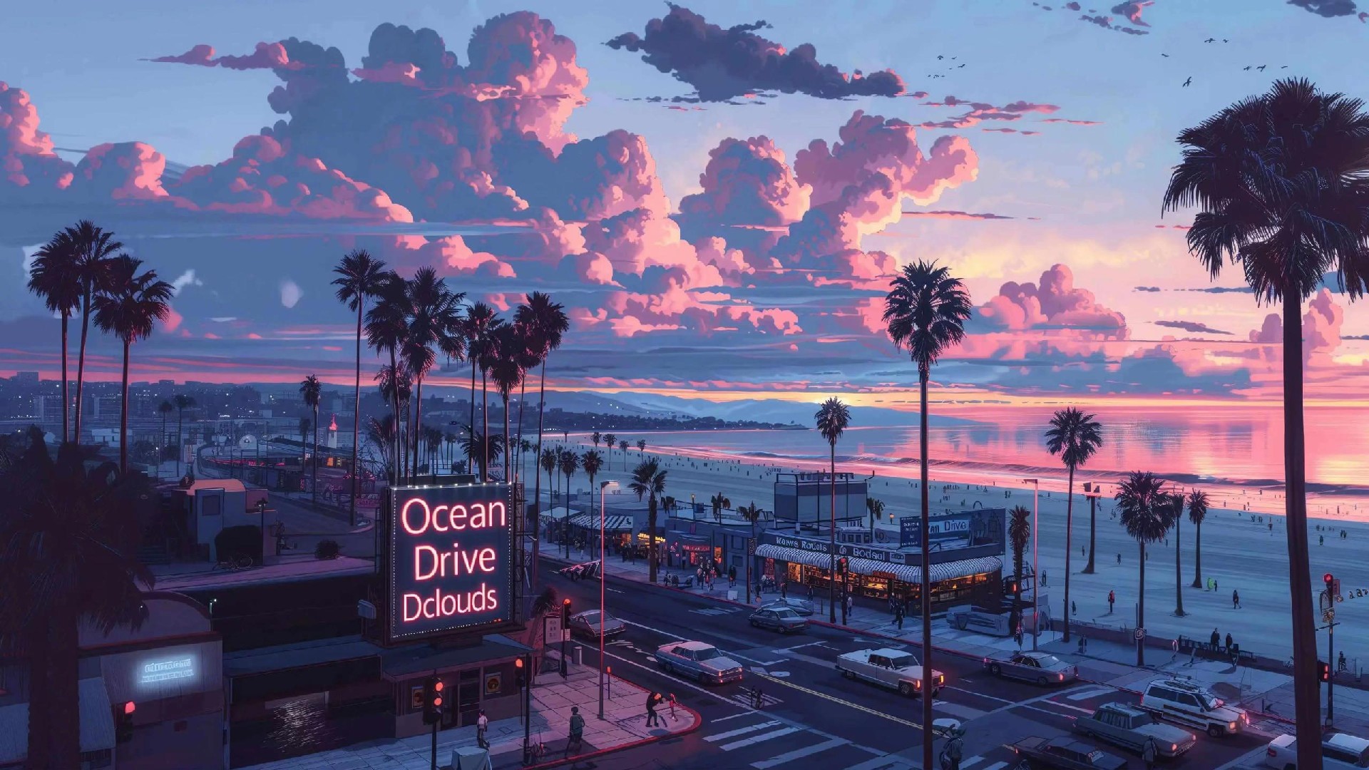 Miami city synthwave style
