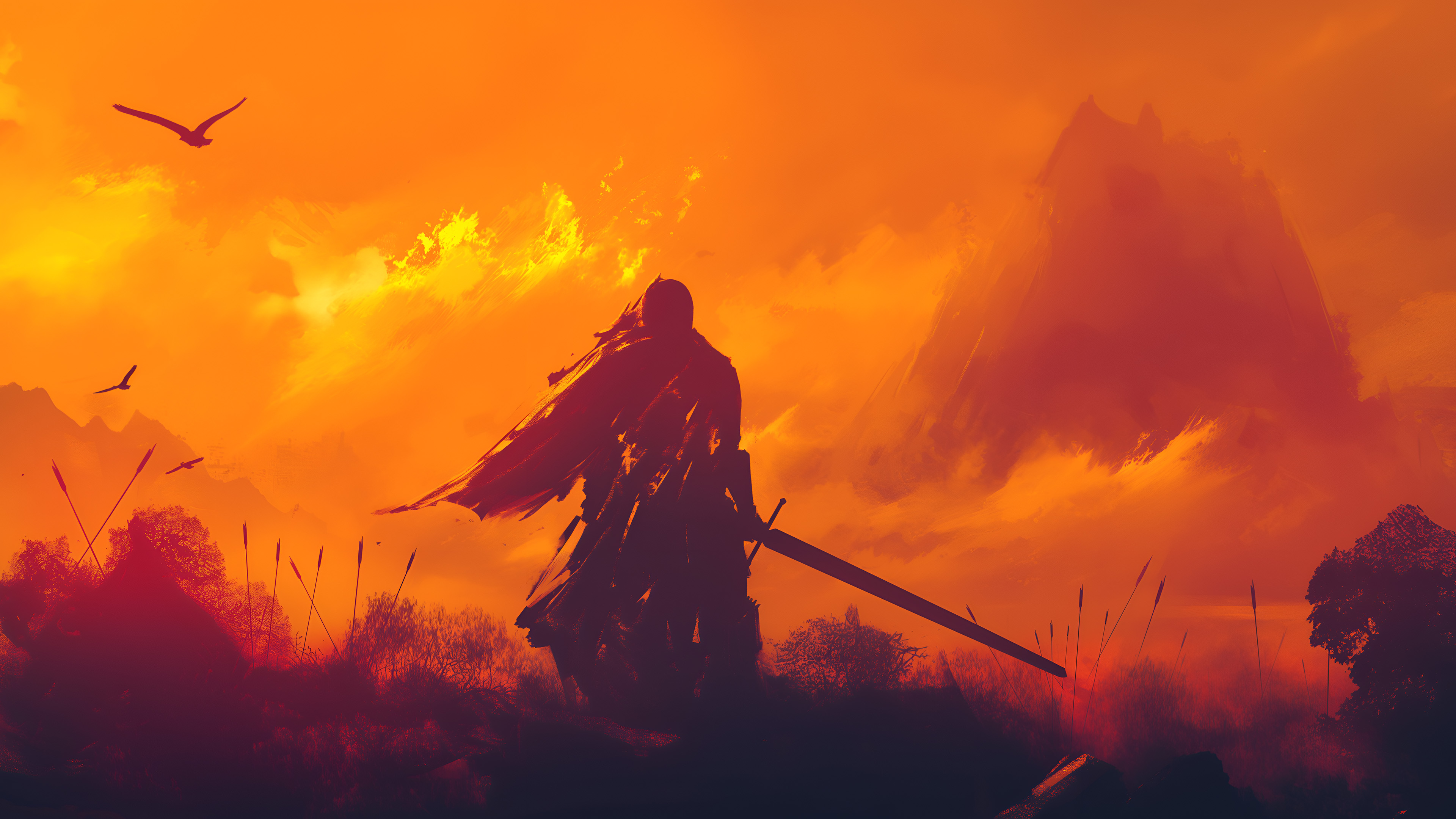 Warrior at sunset