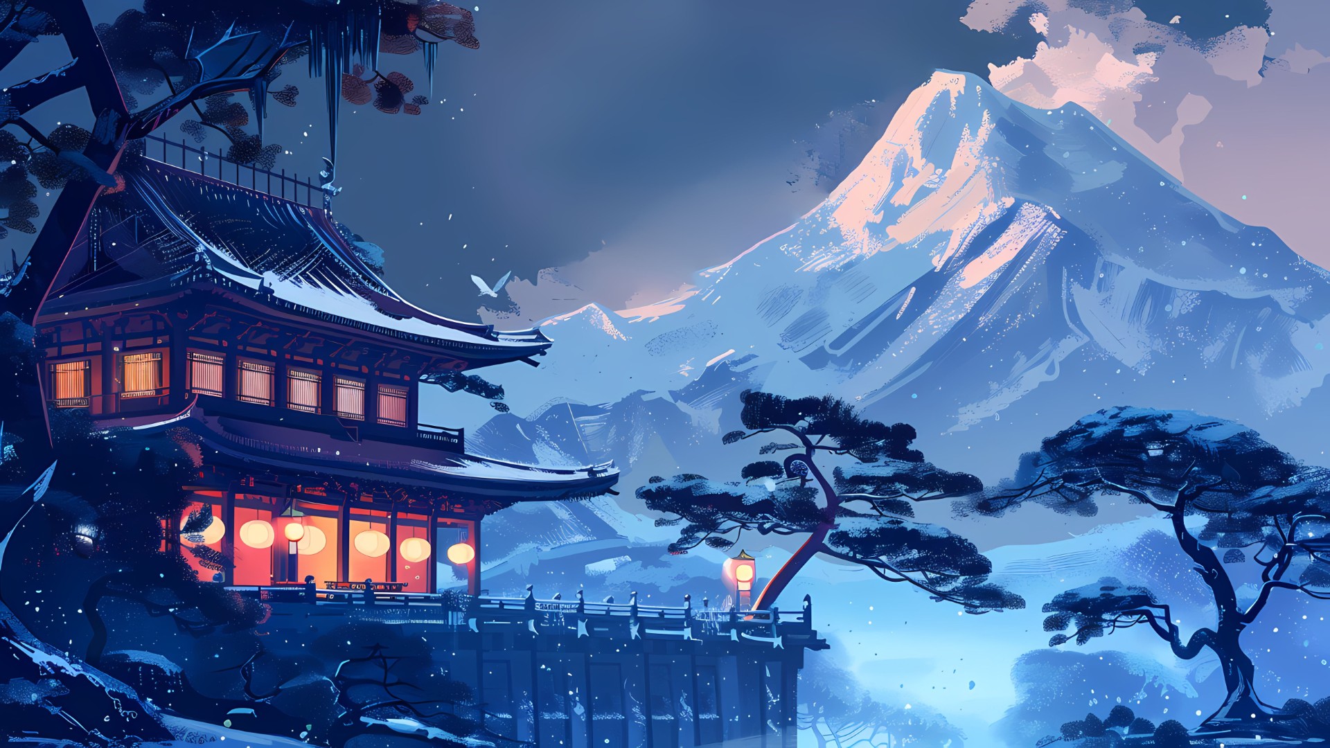 Snowy traditional Japan
