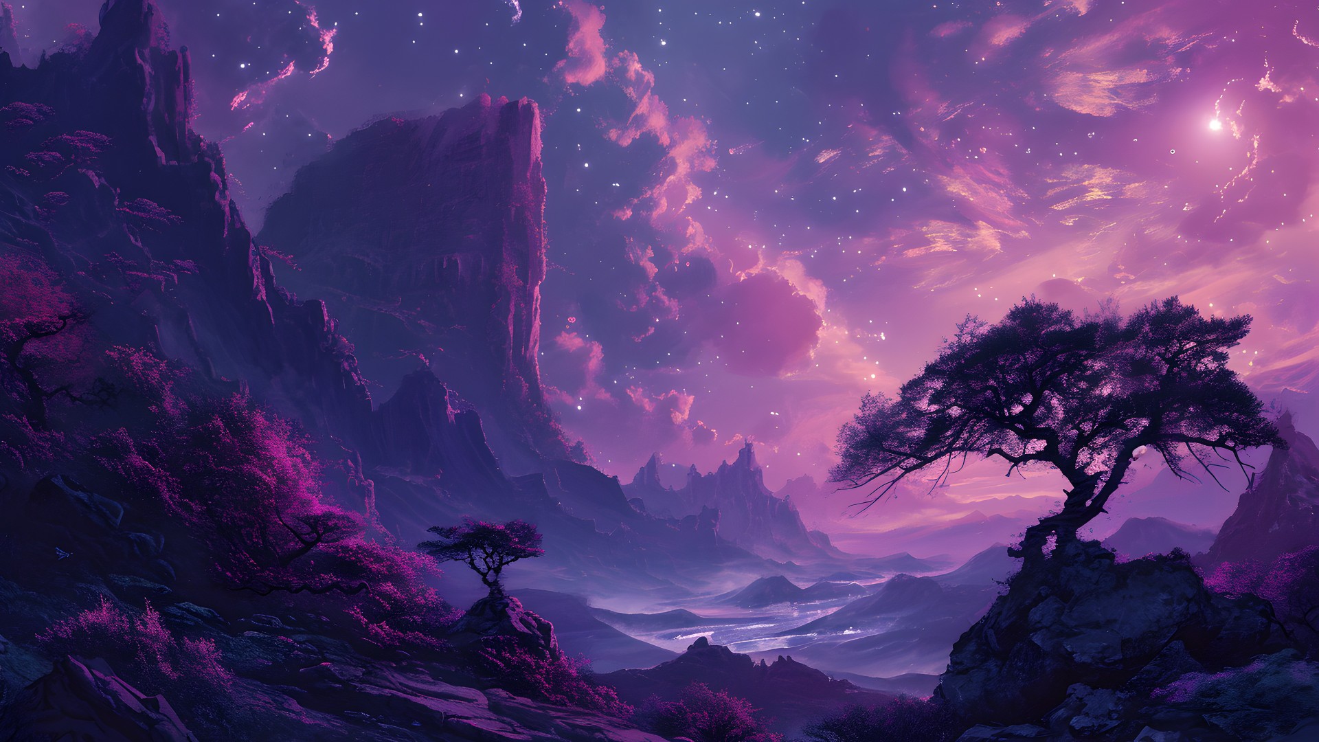 Purple toned Japanese landscape