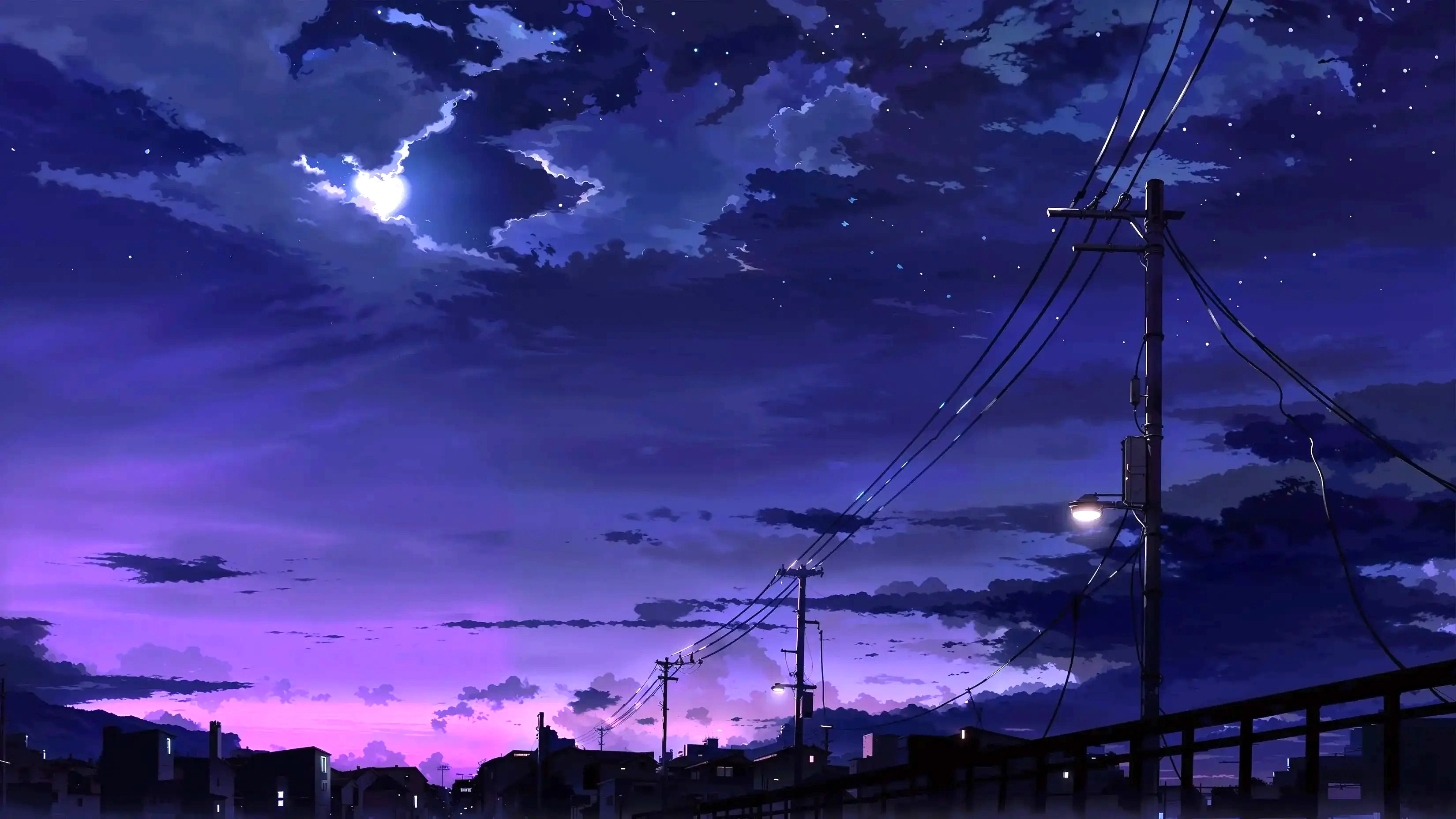 Purple night sky nature