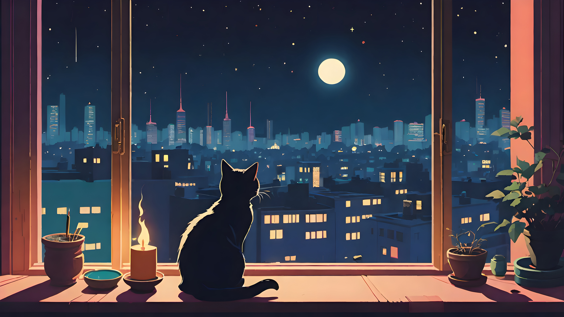 Cat by window relaxing