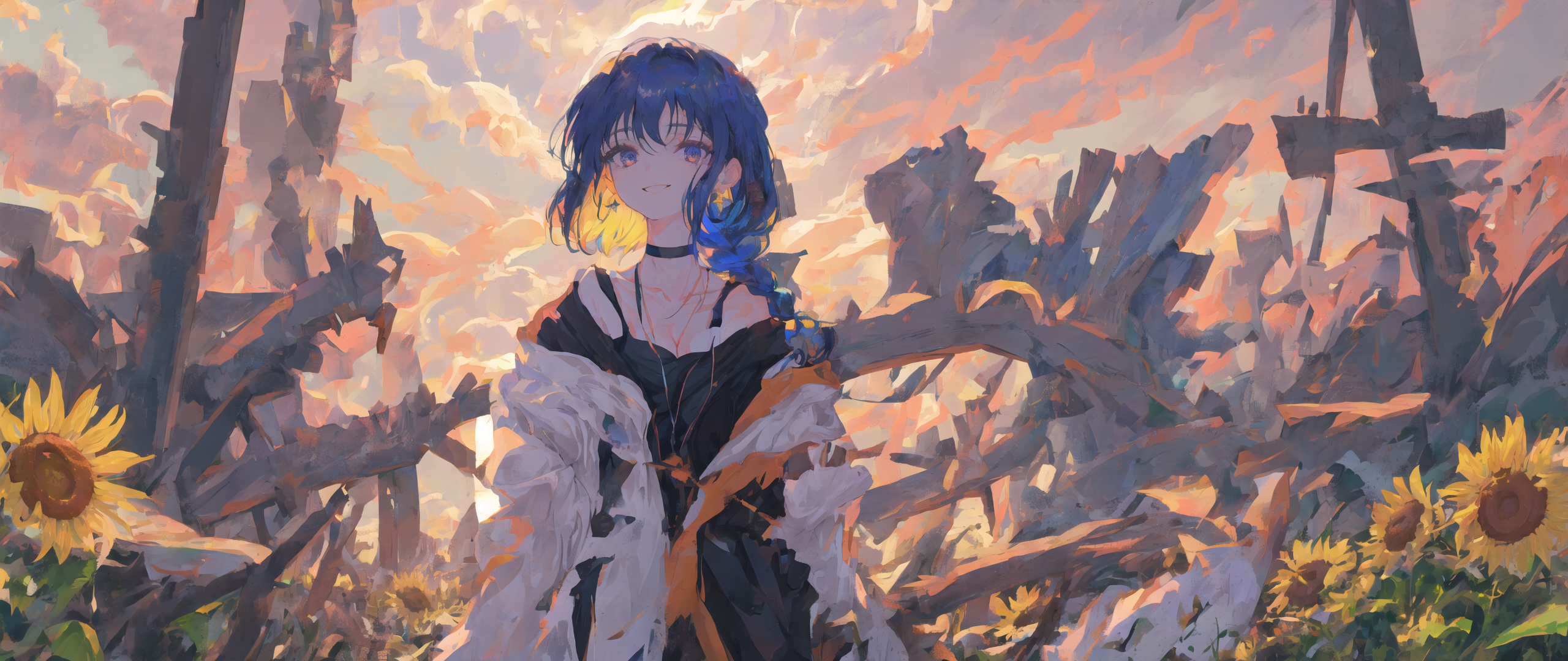 Girl in sunflowers