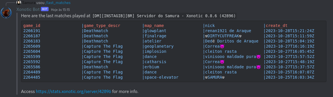 last_matches output example