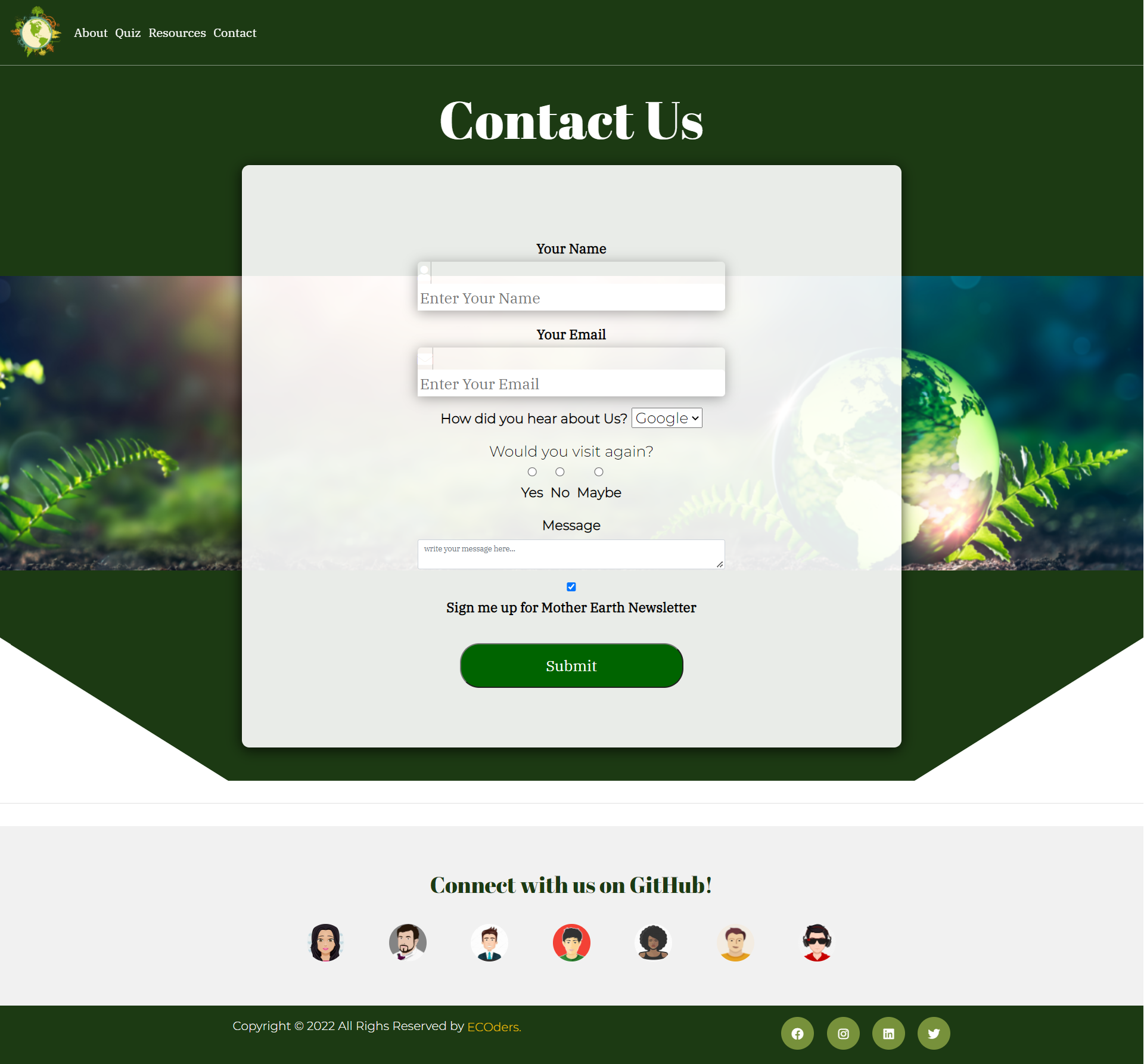 Contact page